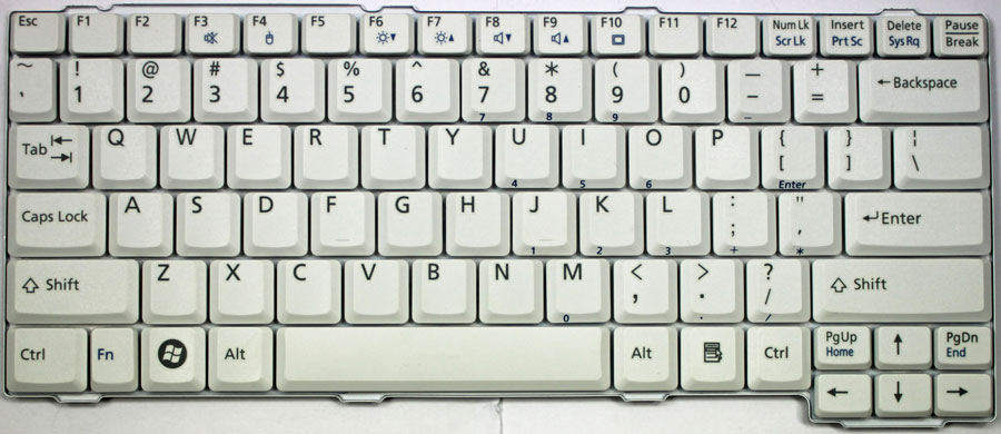 Fujitsu LifeBook L1010FMV (White) Keyboard